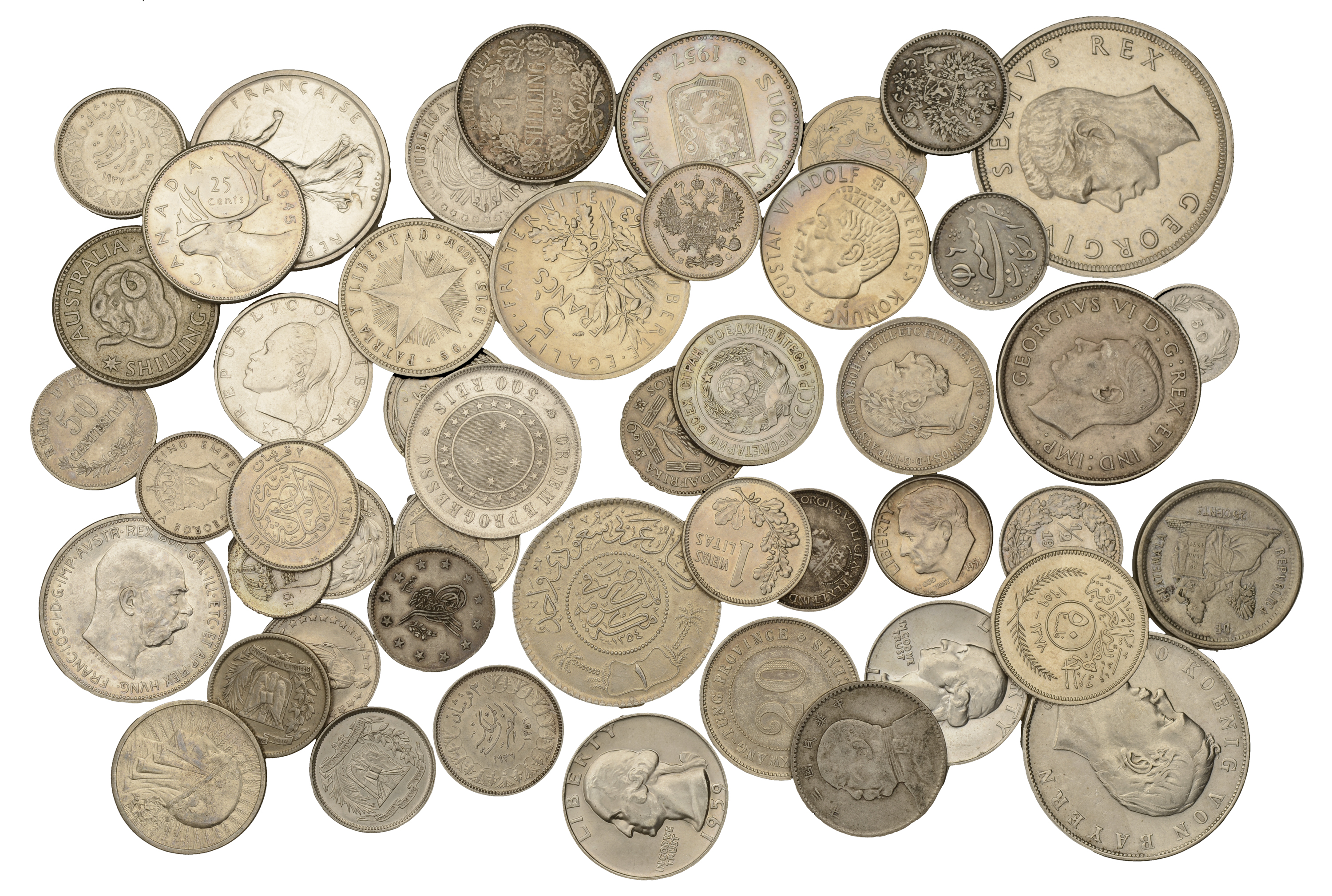 Miscellaneous, Coins of the World (50), all in silver [50]. Varied state Â£200-Â£300