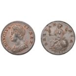 George II (1727-1760), Halfpenny, 1747 (BMC 877; S 3719). About extremely fine with traces o...
