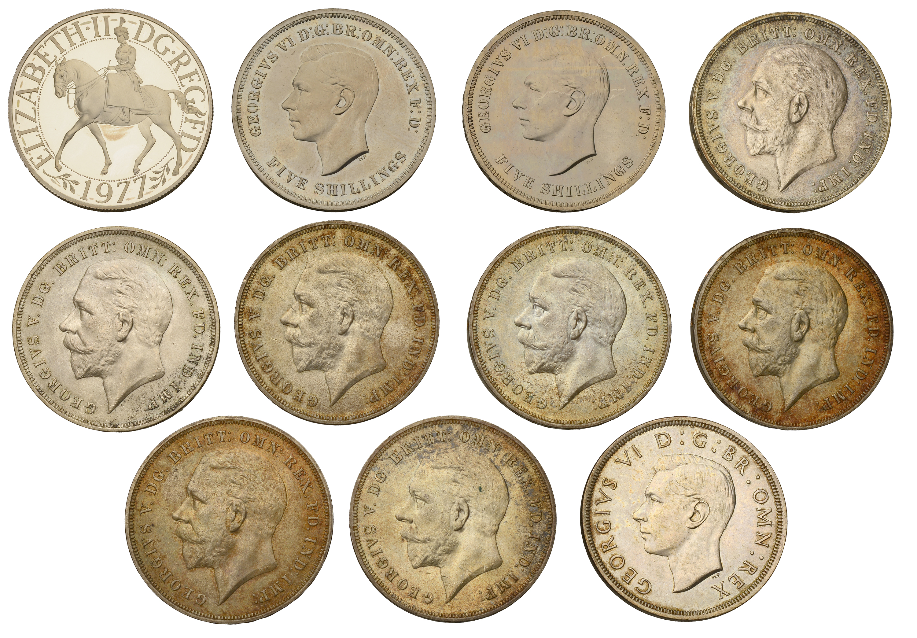 George V, Crowns (7), 1935 (S 4048); George VI, Crowns (3), 1937, 1951 (2) (S 4078, 4111); E...