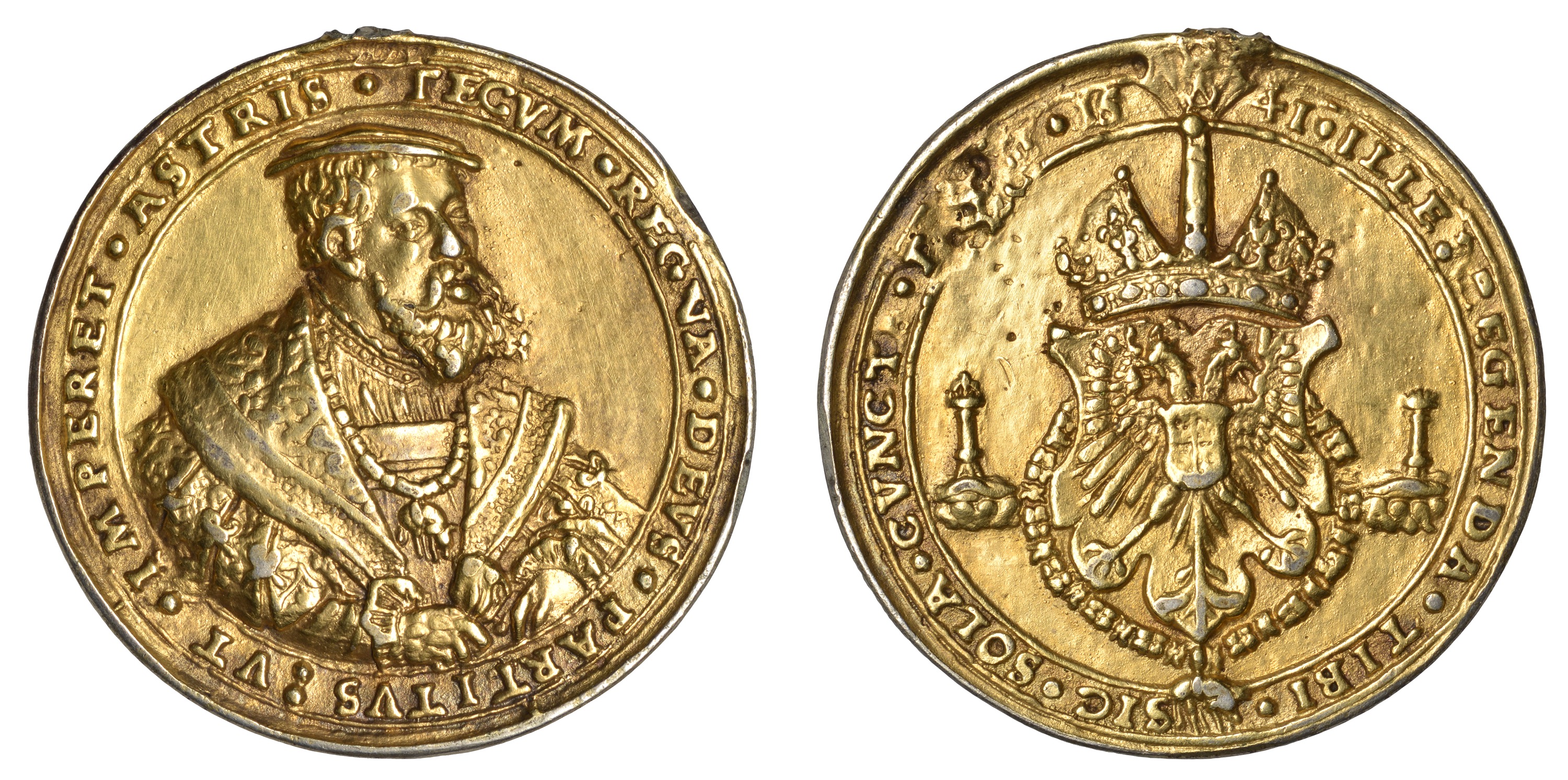 HOLY ROMAN EMPIRE, Charles V, 1541, a cast gilt-silver medal, signed W.S. (?) [after H. Rein...