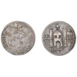 Charles I (1625-1649), Pontefract, Shilling, 1648, type II, large crown, castle gateway with...
