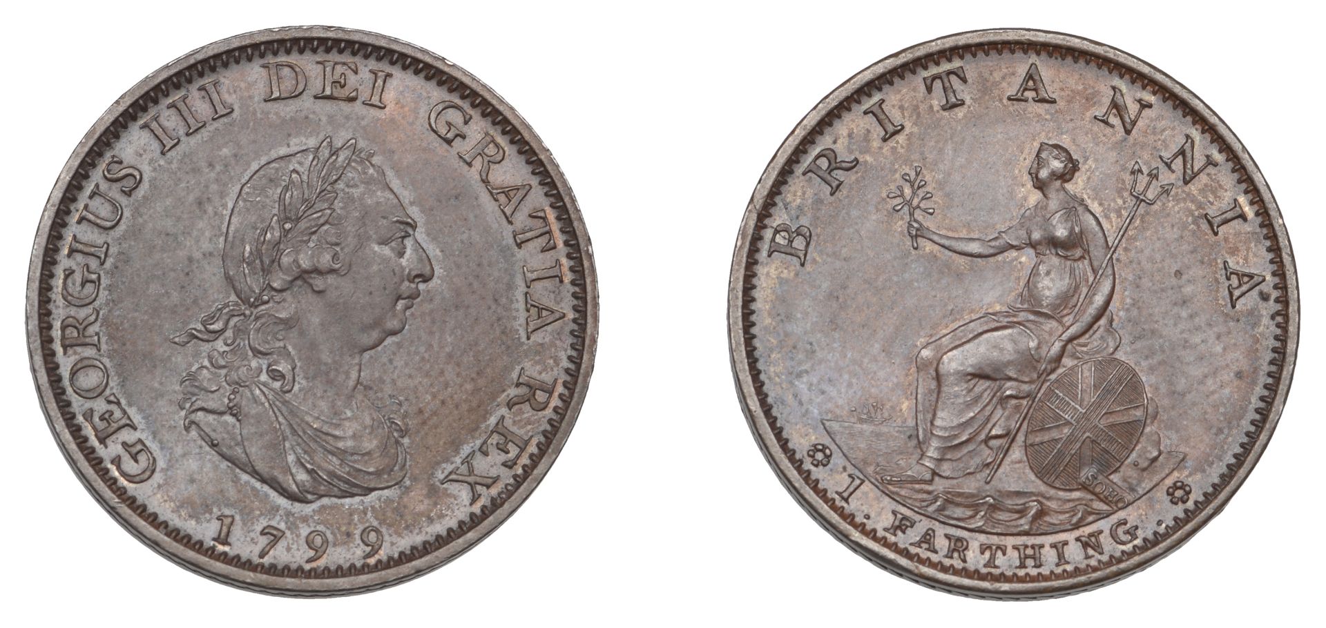 George III (1760-1820), Pre-1816 issues, Farthing, 1799 (BMC 1279; S 3779). Extremely fine...