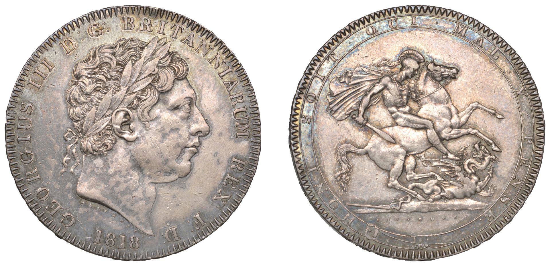 George III (1760-1820), New coinage, Crown, 1818, edge lviii (ESC 2005; S 3787). Good very f...