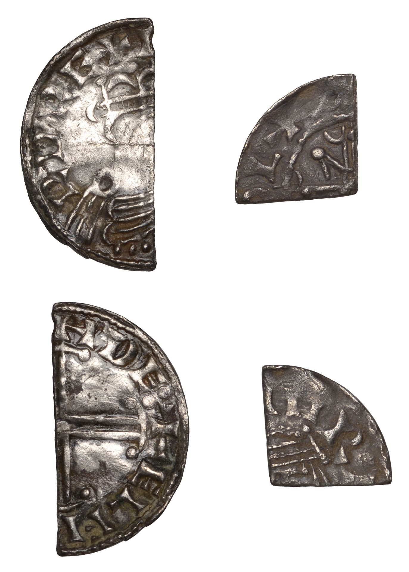 Edward the Confessor, cut Halfpenny, Hammer Cross type, London, moneyer uncertain, Ã¦lf[-----...