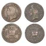 James II (1685-1691), Gunmoney coinage, Halfcrowns (2), both 1690 May, small size, Dublin, l...