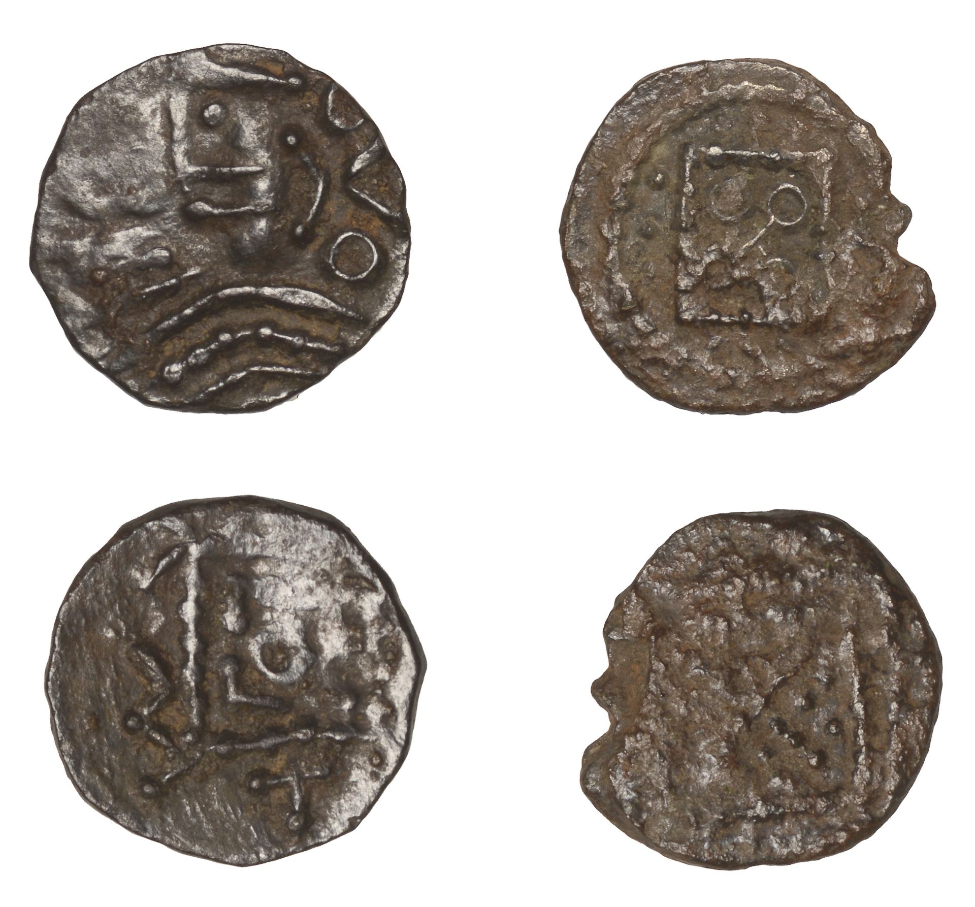 EARLY ANGLO-SAXON, Sceatta, Secondary series R8R, draped bust left, runes before face, wedge...