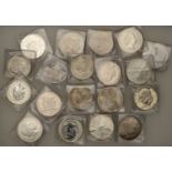 Miscellaneous, Assorted World crown-sized silver coins (19) [19]. Mostly extremely fine or b...