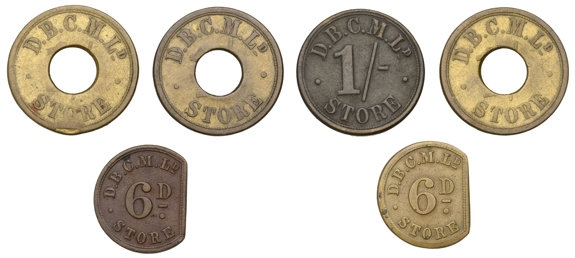 South Africa, CAPE PROVINCE, Kimberley, De Beers Consolidated Mines Ltd, brass Shillings (4)...