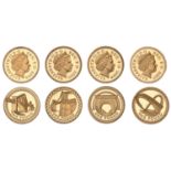 Elizabeth II (1952- ), Proof set, comprising One Pound (4) struck in gold, 2004-07 inclus...