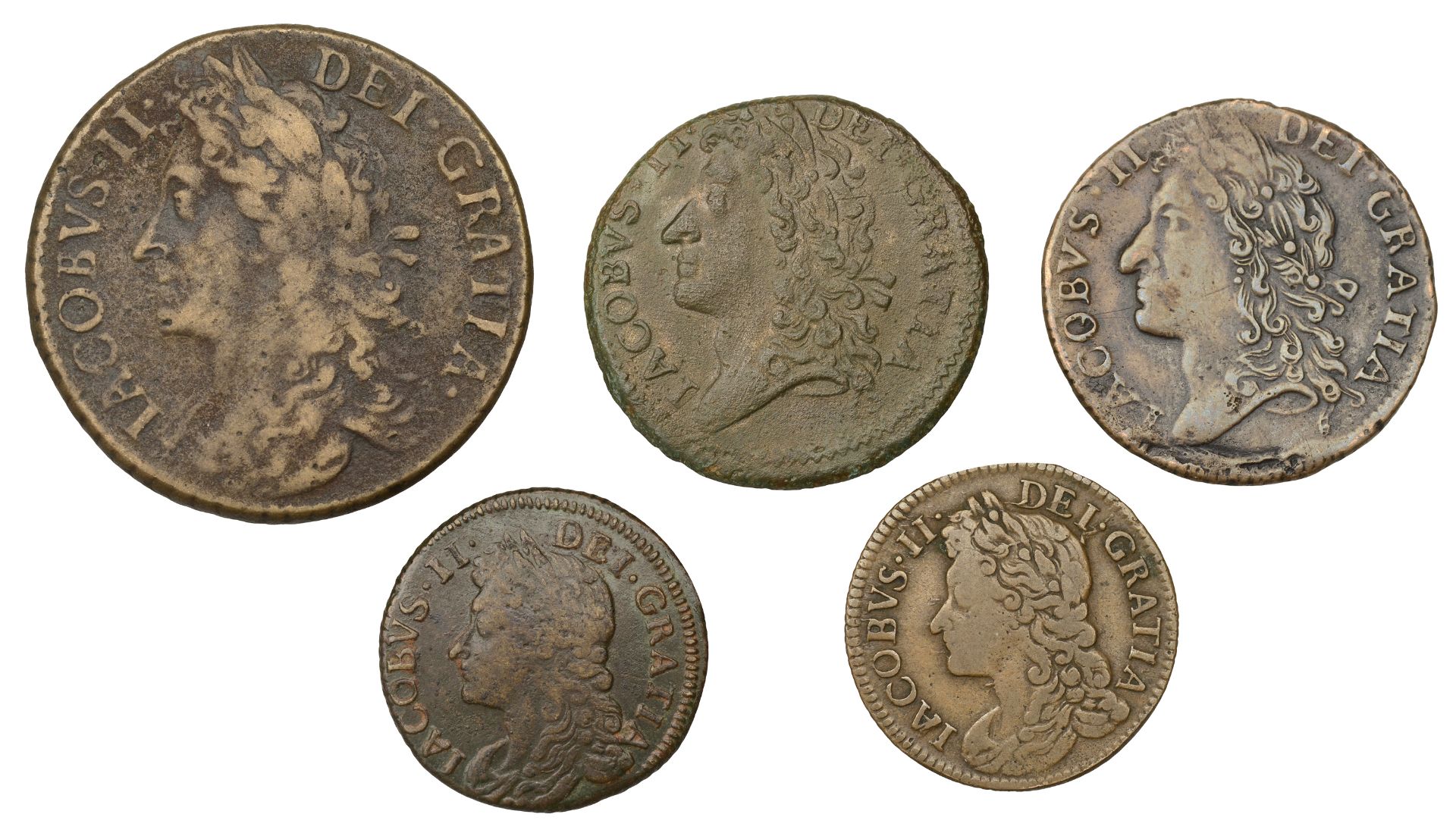 James II (1685-1691), Gunmoney coinage, Halfcrown, 1689 Feb:, stop after gratia, 14.43g/1h (...
