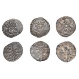 Edward IV, Pennies (3), all contemporary forgeries, 'London', rev. die 1, 0.51g, 'York' (2),...