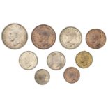 George VI (1936-1952), Proof set, 1950, Halfcrown to Farthing [9]. Some with minor tarnishin...