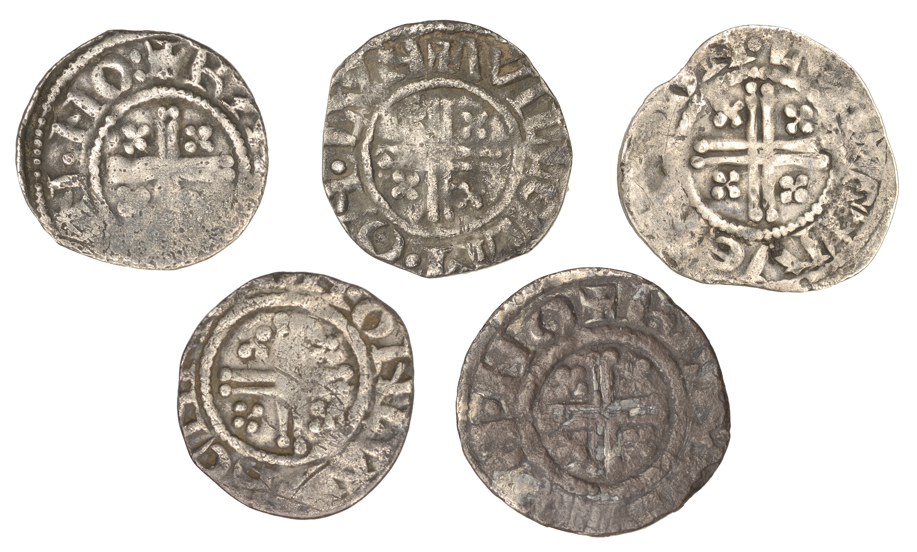Richard I (1189-1199), Pennies (5), class IVa, Norwich or Northampton, Randul, randvl on no,... - Image 2 of 2