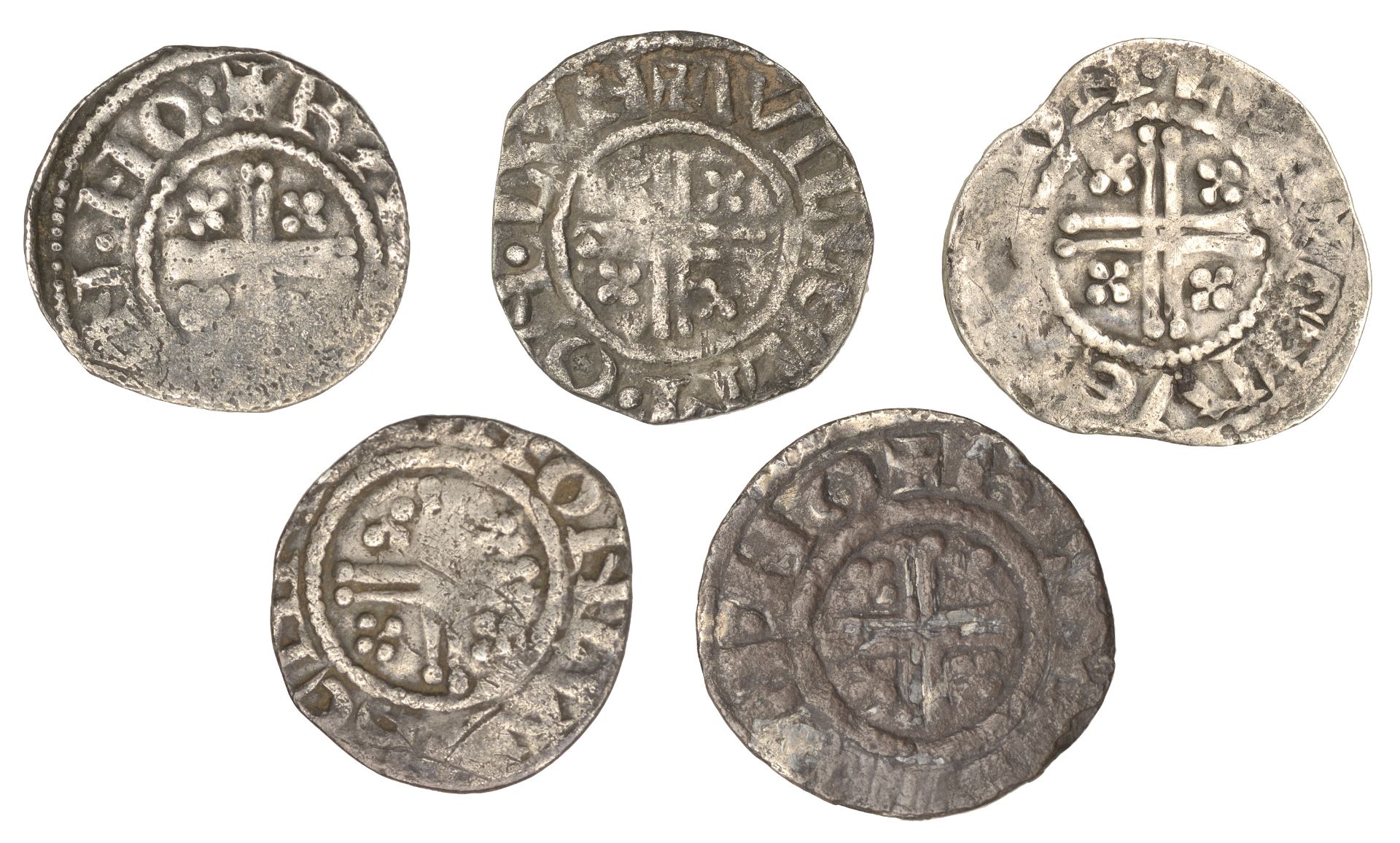 Richard I (1189-1199), Pennies (5), class IVa, Norwich or Northampton, Randul, randvl on no,... - Image 2 of 2