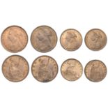 Victoria, Pennies (2), 1887, 1890; Halfpence (2), 1887, 1890 (S 3954, 3956) [4]. Most extrem...