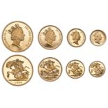 Elizabeth II (1952-2022), Proof set, 1992, comprising gold Five Pounds, Two Pounds, Sovereig...