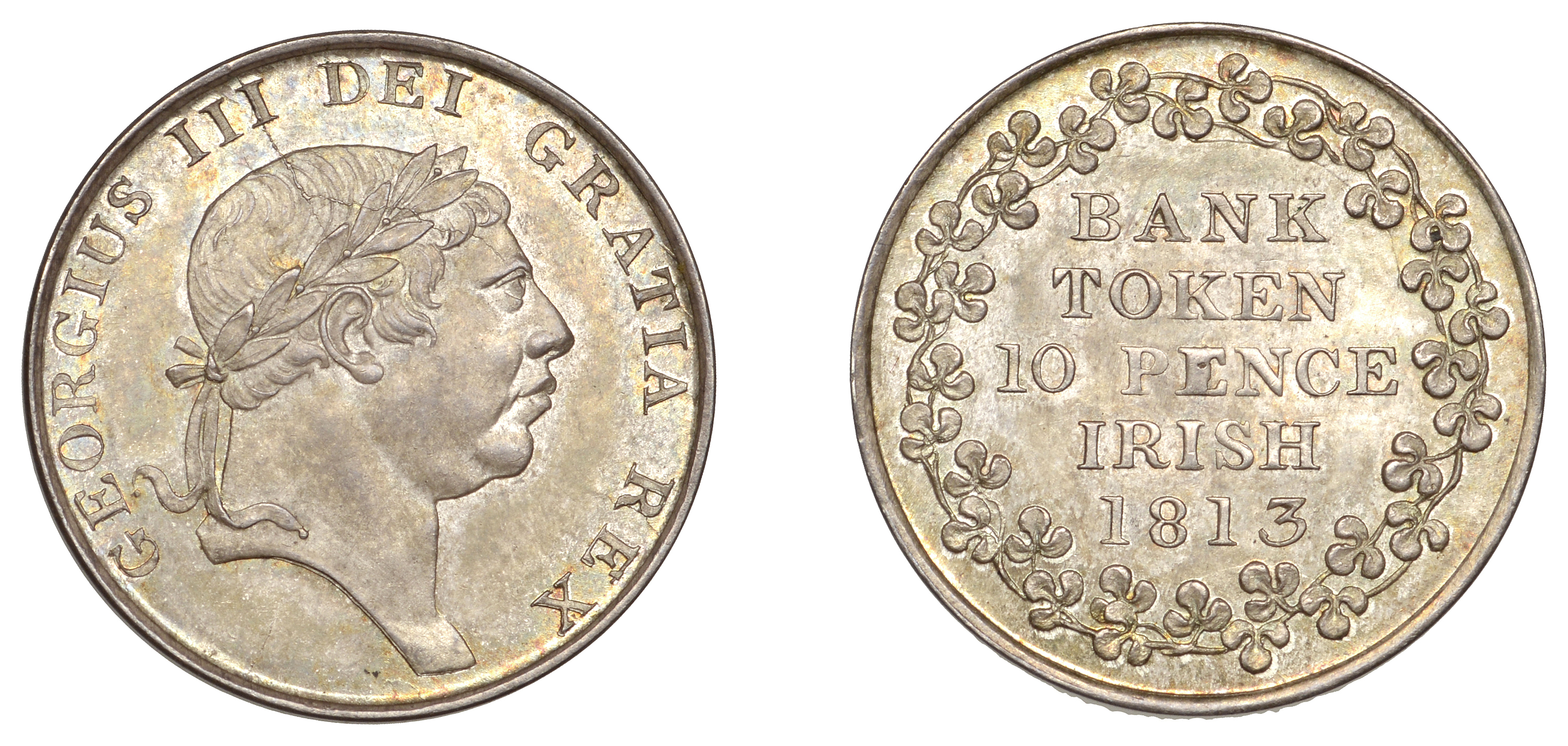 George III (1760-1820), Bank of Ireland coinage, Ten Pence, 1813 (S 6618). Extremely fine or...