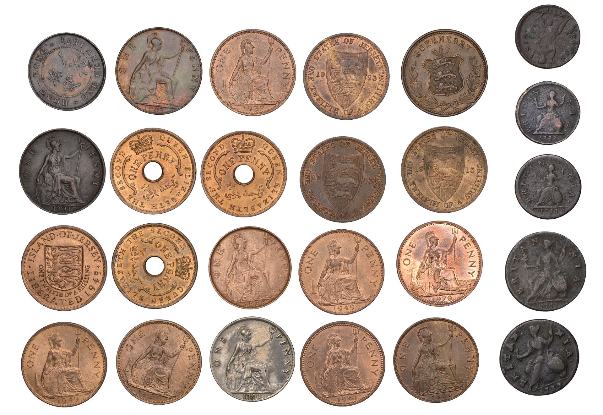 Charles II, Farthing, 1673 (S 3394); Elizabeth II, Proof Penny, 1970; together with other ba... - Image 2 of 2