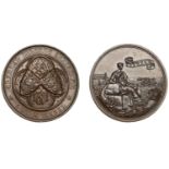 Channel Islands Exhibition, 1871, Prize Medal, a bronze award by W.J. Taylor, two shields on...