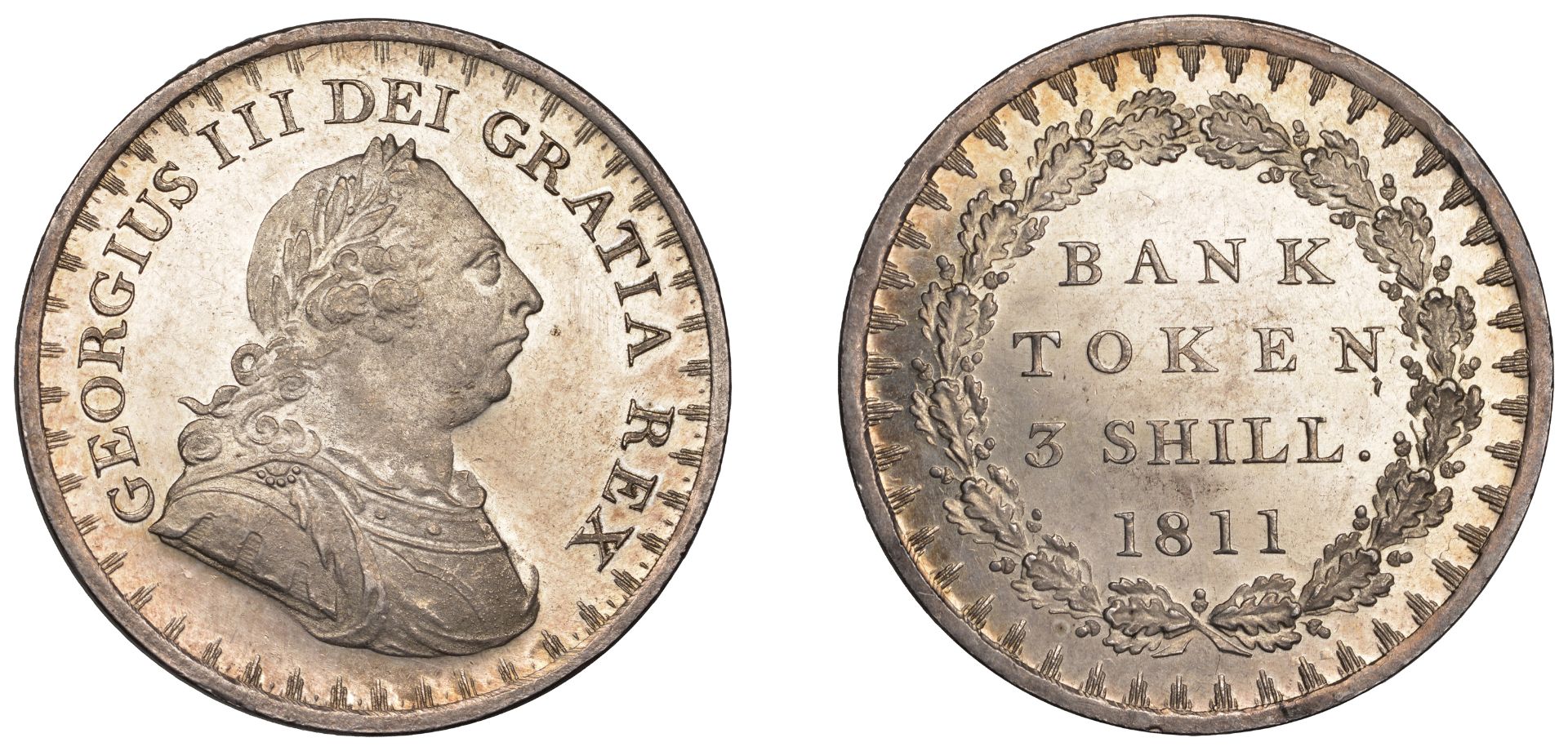 George III (1760-1820), Bank of England, Three Shillings, 1811, type A1/12 (ESC 2065; S 3769...