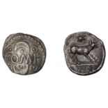 British Iron Age, ATREBATES and REGNI, Verica, silver Unit, co Â· mf between two crescents, r...