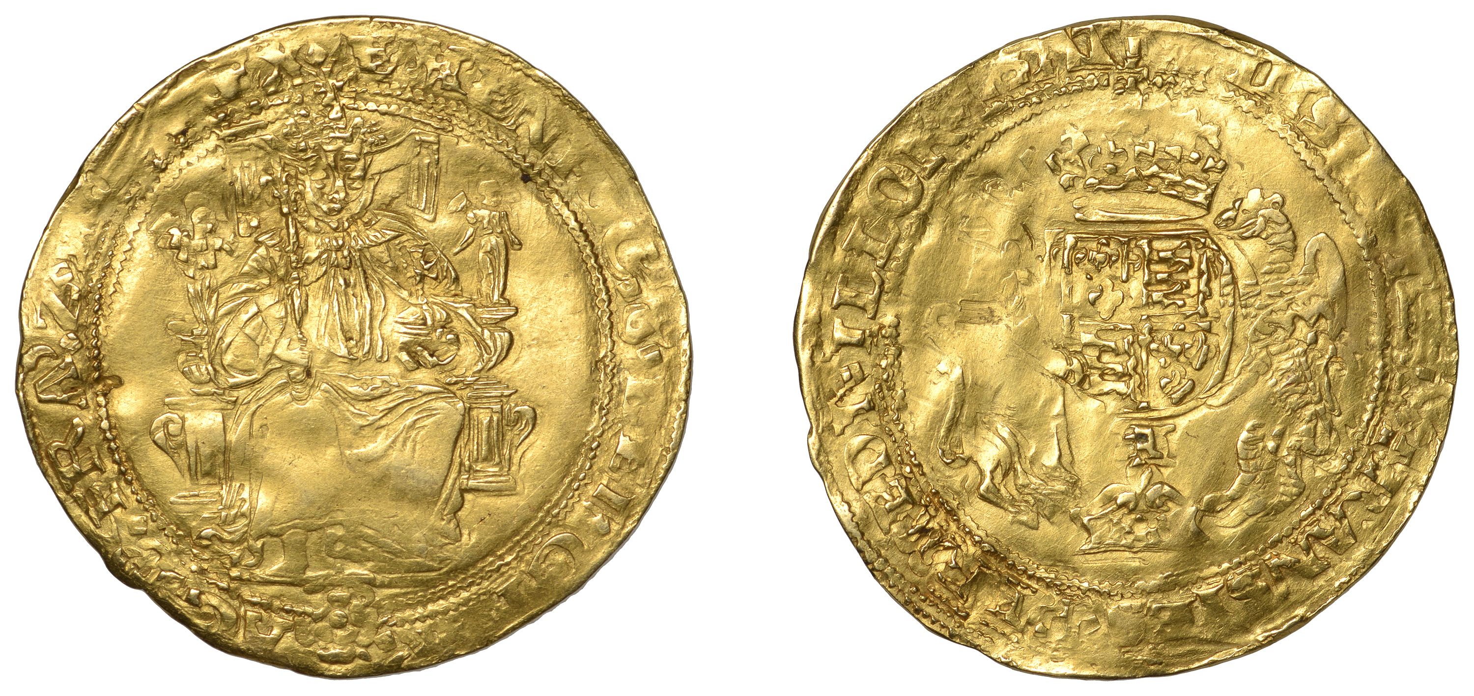 Henry VIII (1509-1547), Posthumous coinage, Half-Sovereign, Southwark, mm. E, diamond stops,...
