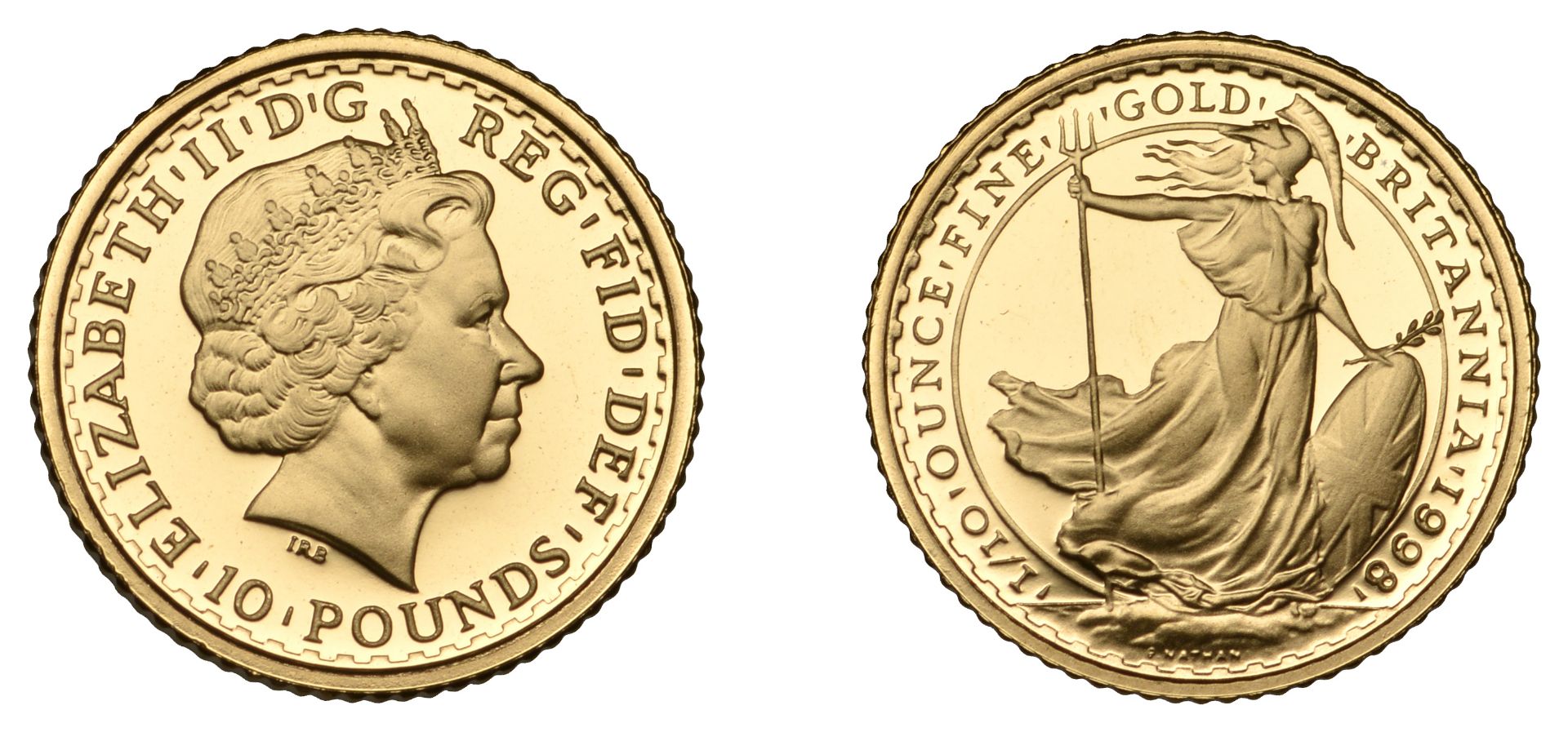 Elizabeth II (1952-2022), Britannia issues, Britannia gold Proof Ten Pounds, 1998 (S BGC3)....