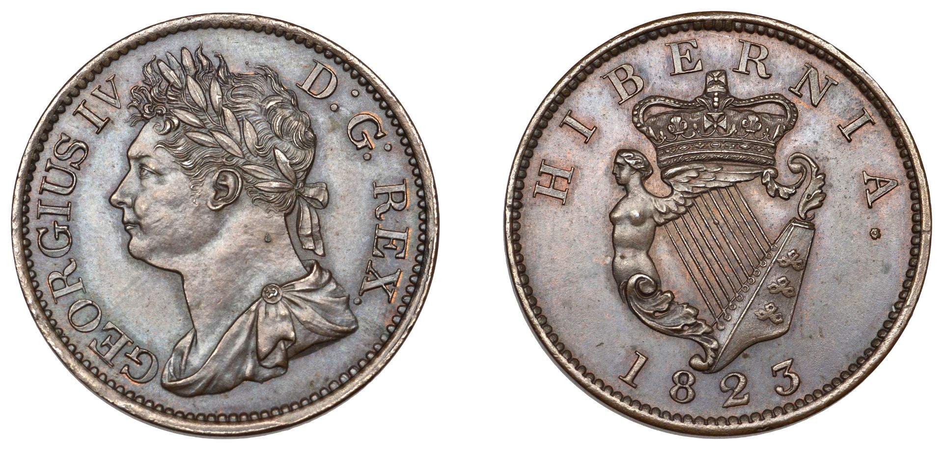 George IV (1820-1830), Halfpenny, 1823 (S 6624). Extremely fine Â£80-Â£100