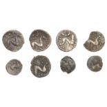 CORIELTAUVI, Early Uninscribed issues, silver Units (5) and Half-Units (3), various types [8...