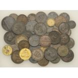 British and World coins and tokens (41), mostly base metal [41]. Varied state, two pierced...