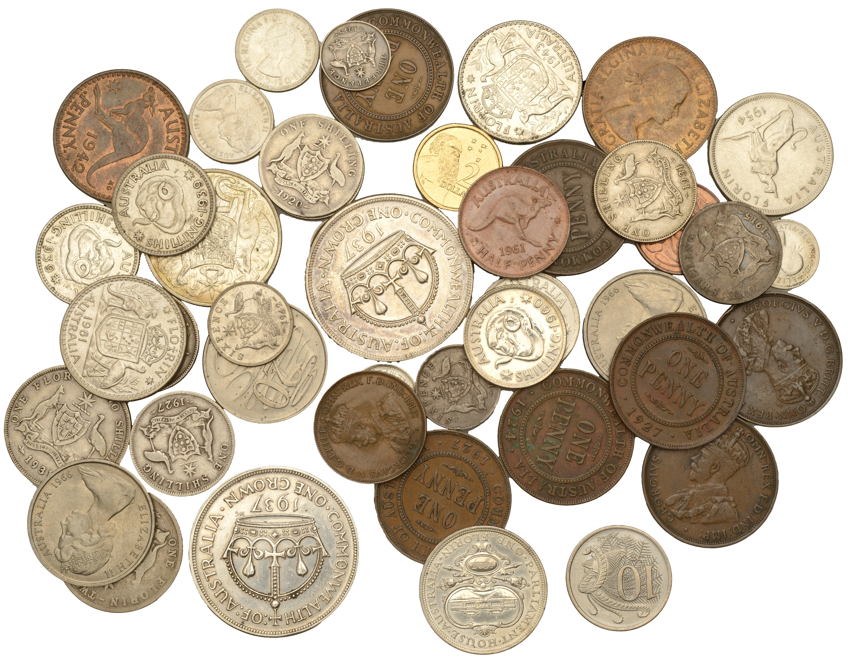 Australia, Assorted Australian coins in silver (28), base metal (18) [46]. Varied state Â£15...