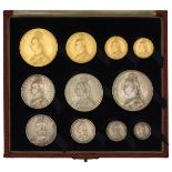Victoria (1837-1901), Specimen set, 1887, comprising Five and Two Pounds, Sovereign and Half...