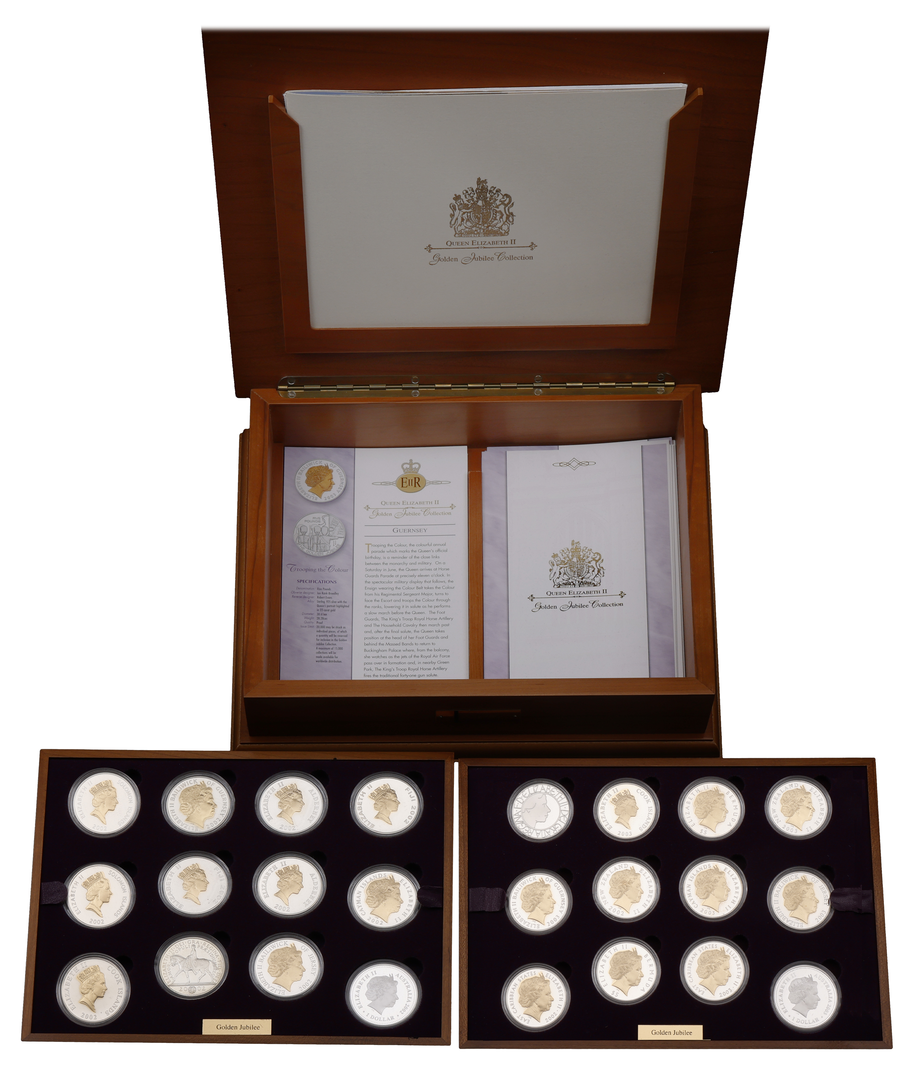 Elizabeth II, Golden Jubilee Collection, 2002, comprising two silver crown-sized coins from...