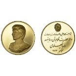 IRAN, Prince Reza, MS2536 [1977], a gold medal, uniformed bust three-quarters left, rev. leg...