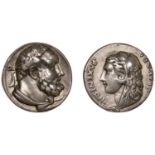 ITALY, Hercules and Omphale, a cast silver medal, possibly 16th century, unsigned, wreathed...