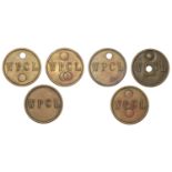 Mozambique, Tete, William Philippi & Cia, uniface brass tokens (6), each 29mm (Hern 664a-f)...