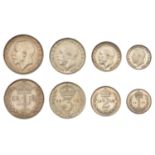 George V, Maundy Fourpence, Twopence and Penny, all 1912; together with a currency Threepenc...