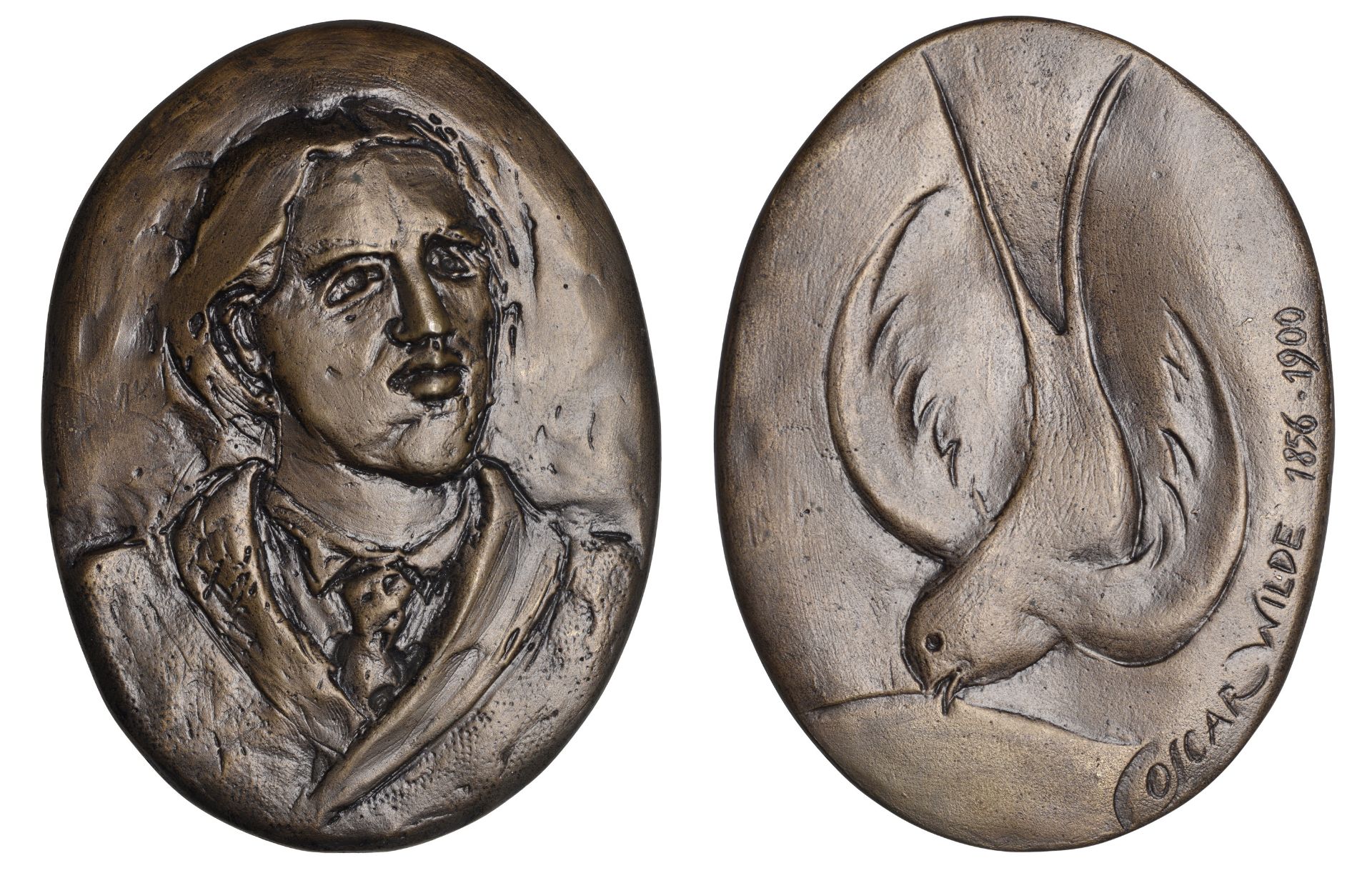 Oscar Wilde, 1989, an oval cast bronze medal by Danuta Solowiej-Wedderburn for BAMS, bust fa...