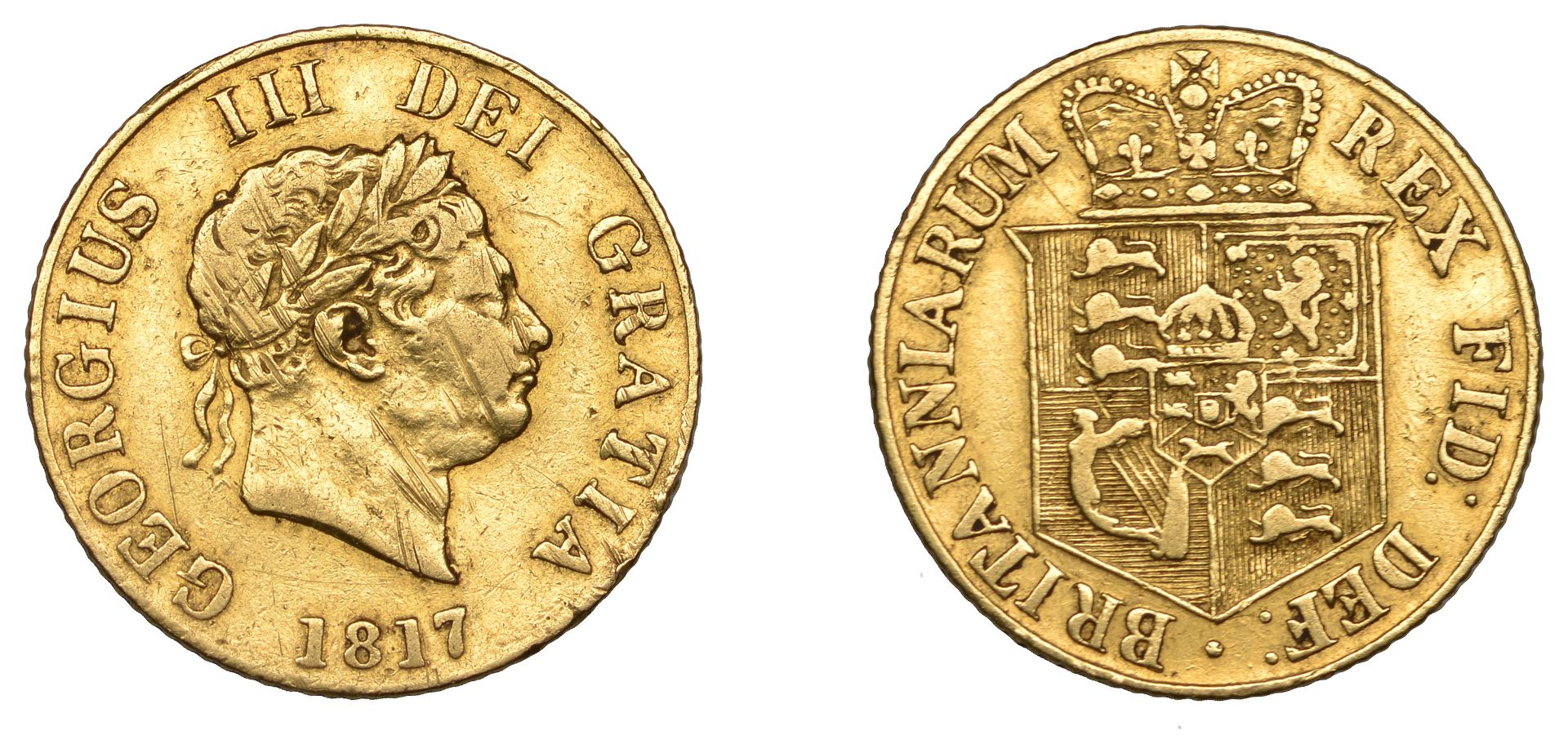 George III (1760-1820), New coinage, Half-Sovereign, 1817 (M 400; S 3786). Light scrapes on...