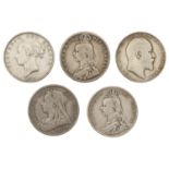 Victoria, Halfcrowns (4), 1874, 1891, 1892, 1895 (S 3889, 3924, 3938); Edward VII, Halfcrown...