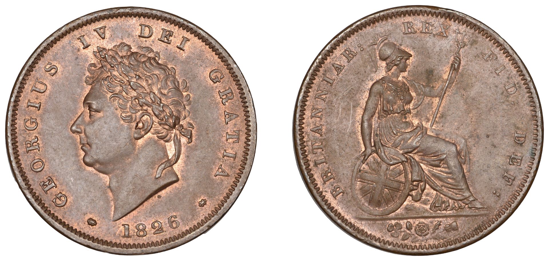 George IV (1820-1830), Penny, 1826, rev. A (BMC 1422; S 3823). Extremely fine, some original...