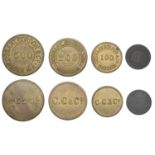 Madeira, Cossart, Gordon & Co., brass 500 RÃ©is, 200 RÃ©is and 100 RÃ©is, and white metal 50 RÃ©...