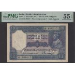 Government of India, 10 Rupees, ND (1917-30), serial number J/38 498917, Denning Signature,...