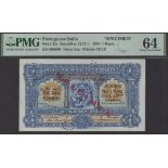 Banco Nacional Ultramarino, Portuguese India, specimen 1 Rupia, 1 January 1924, serial numbe...