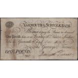 Yarmouth & Suffolk Bank, for Gurneys & Turner, Â£1, 12 October 1809, serial number 1353, Daws...
