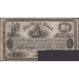 Sheffield Bank, cancelled Â£5, 28 March 1842, serial number 6800, signature removed, about ve...