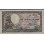 South African Reserve Bank, Â£1, 14 September 1937, serial number A/65 160768, Postmus signat...