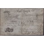 Bank of Rawcliffe, 5 Halfpence, 21 June 1825, serial number 84, manuscript signature of Jas...