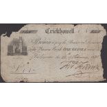 Crickhowell, for Thomas Smith, 1 Guinea, 20 February 1821, serial number 145, Smith signatur...