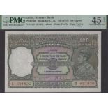 Reserve Bank of India, 100 Rupees, Lahore, ND (1937), serial number A/2 621806, Taylor signa...